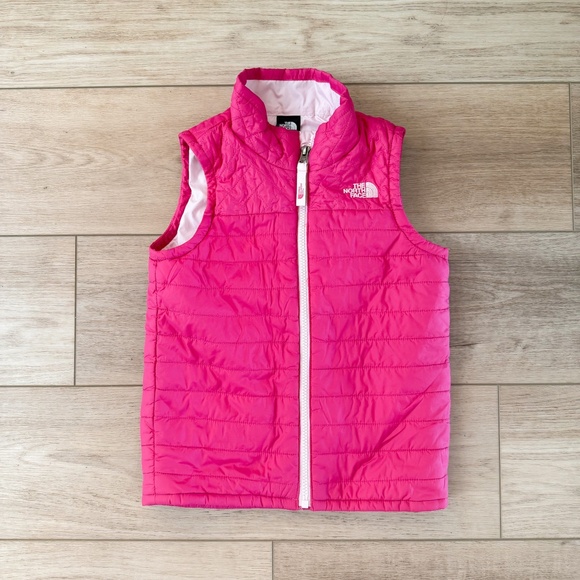 THE NORTH FACE GIRLS PINK QUILTED VEST SIZE 6 - Picture 1 of 3